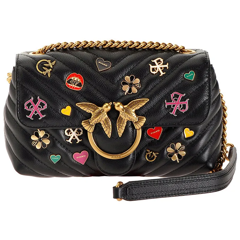 Borsa PINKO Mini Love Bag Puff V Quilt Nera