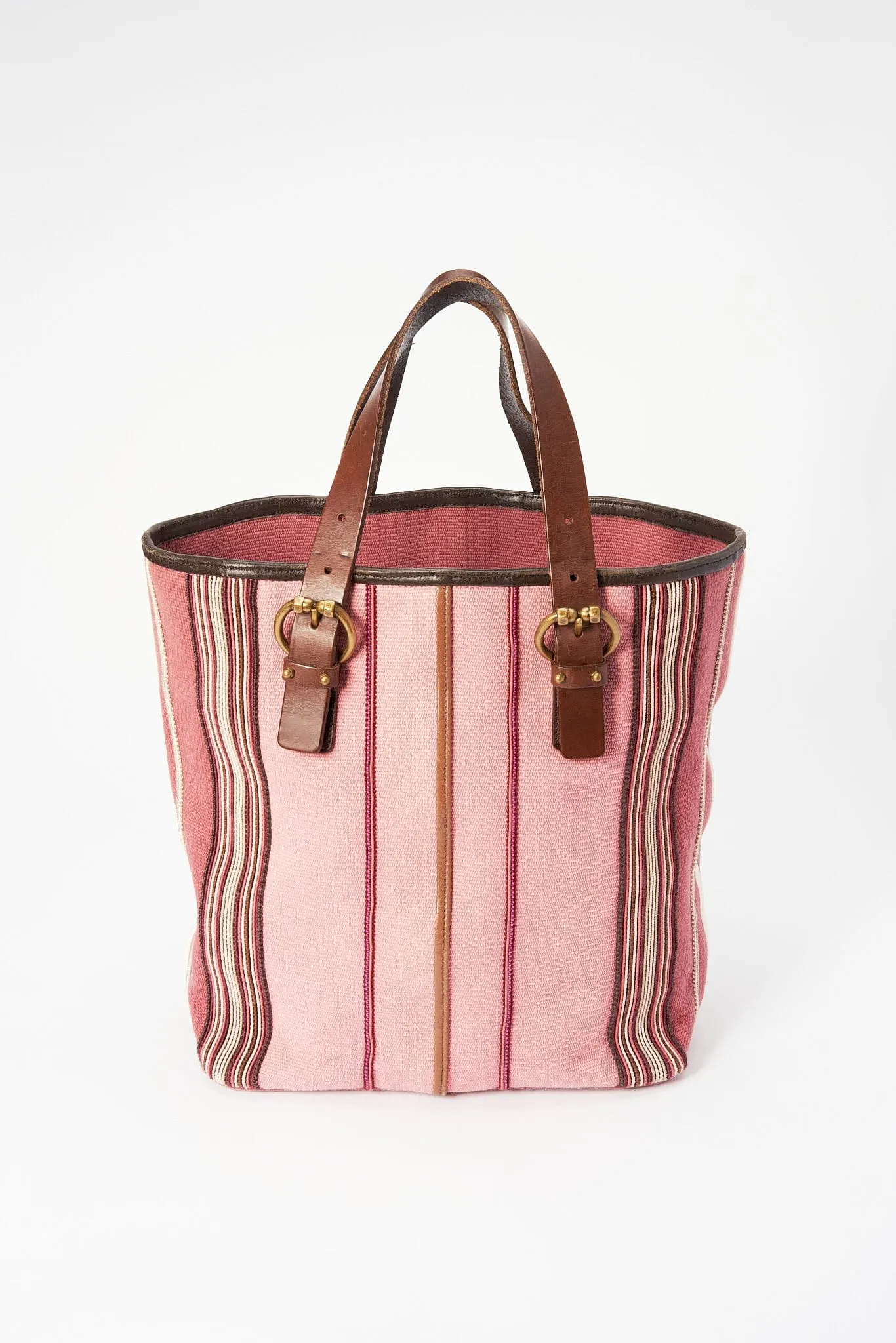 Bottega Veneta Striped Canvas and Leather Tote