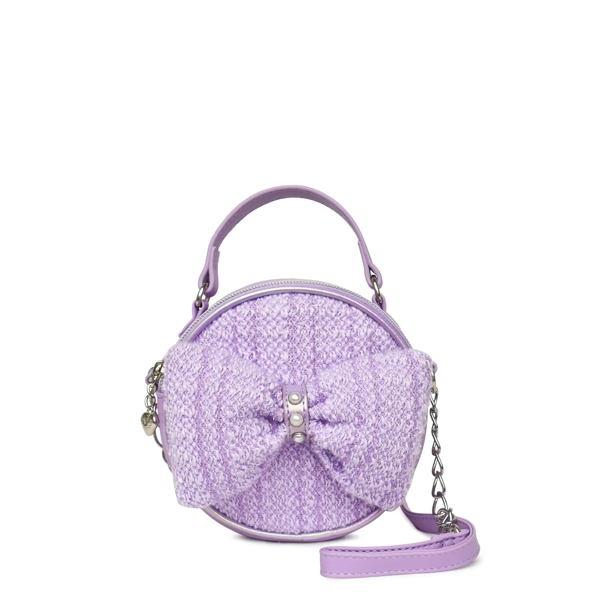 Bow Tweed Circle Crossbody Bag