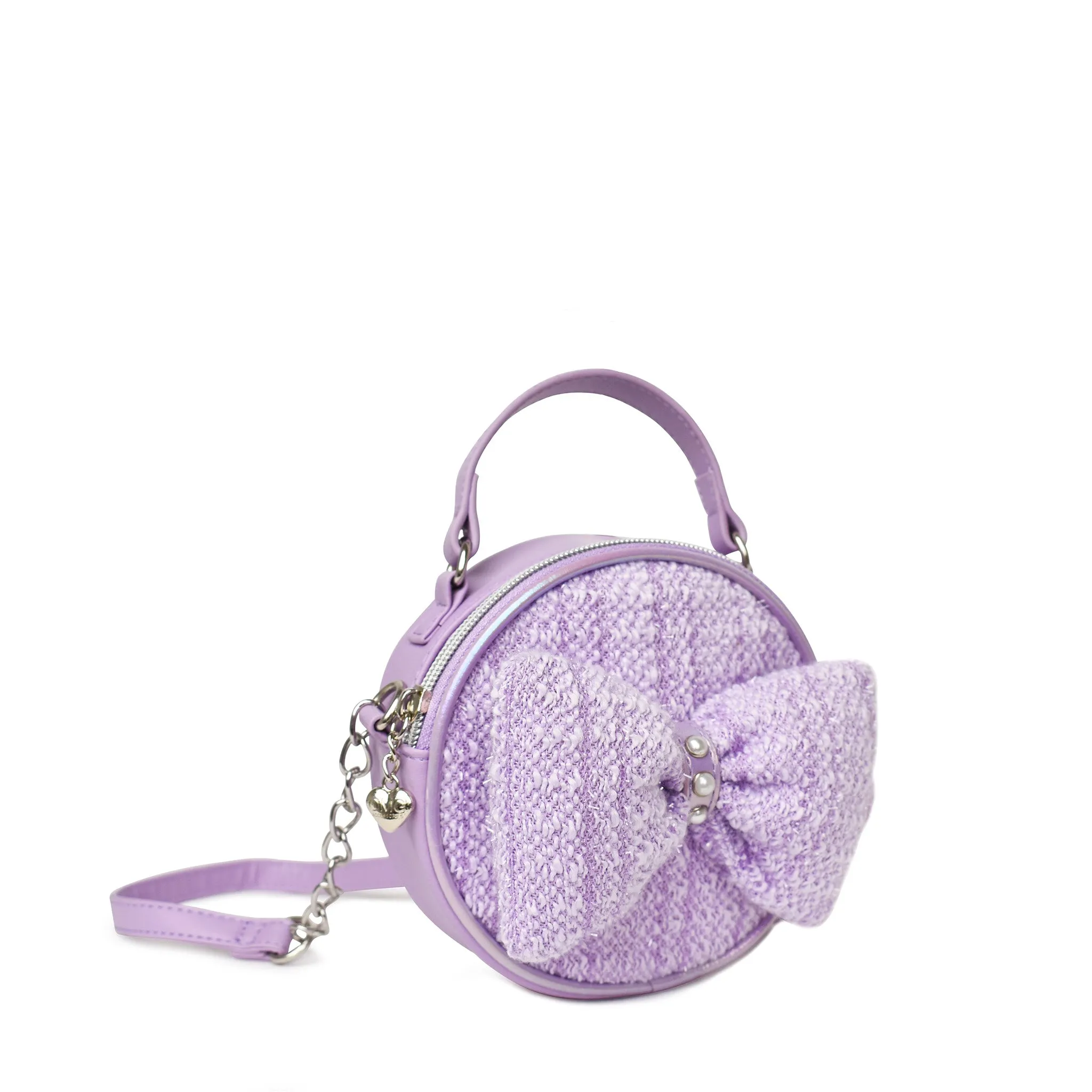 Bow Tweed Circle Crossbody Bag