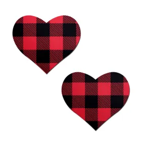 Buffalo Plaid Heart Pasties - Red/Black*