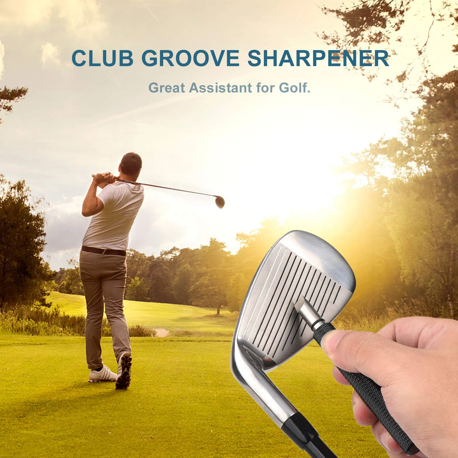 Bulex Golf Club Groove Sharpener, Re-Grooving Tool and Cleaner for Wedges & Irons - Generate Optimal Backspin - Suitable for U & V-Grooves