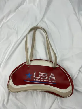 Burgundy & cream pvc leather  besace shoulder bag