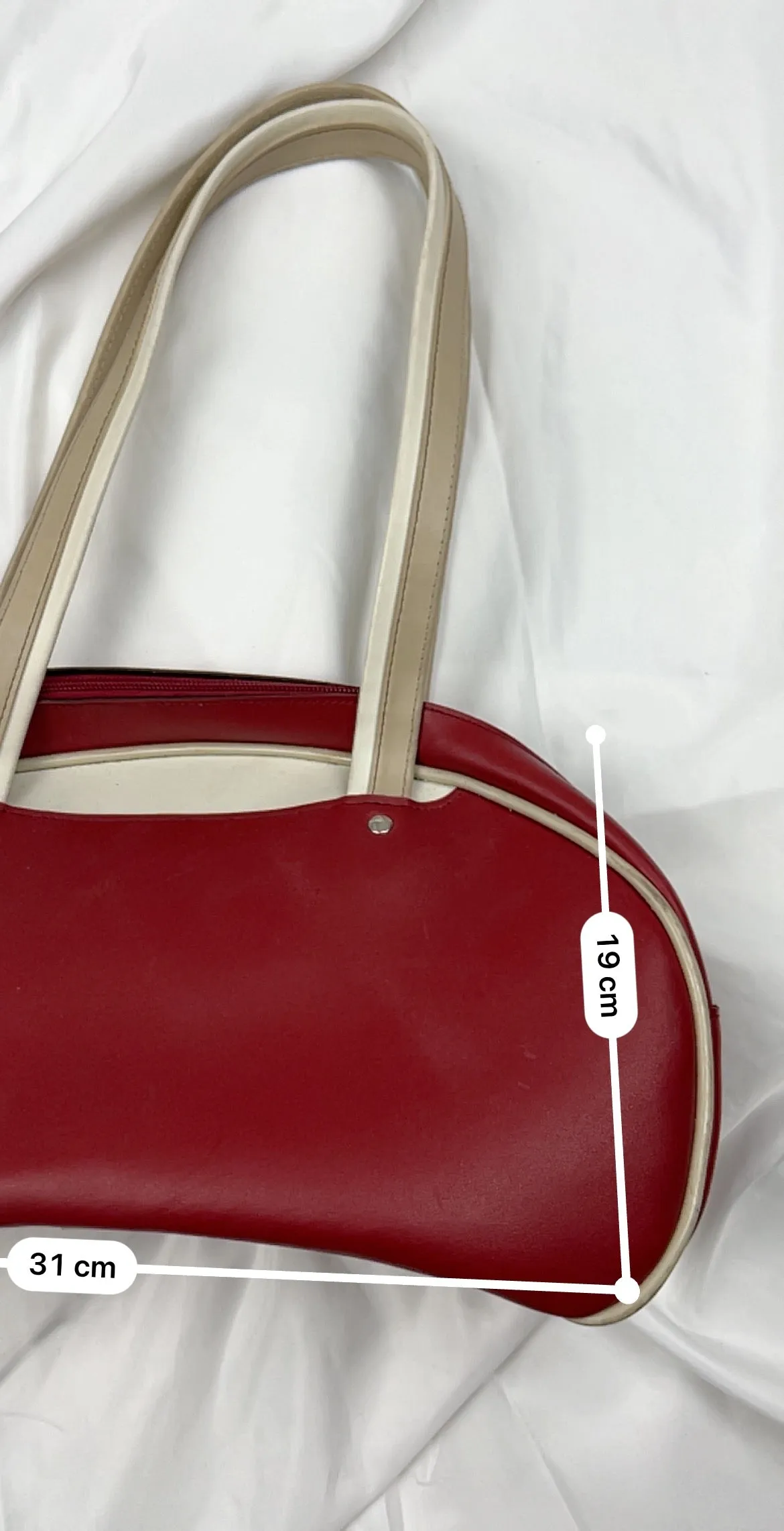 Burgundy & cream pvc leather  besace shoulder bag