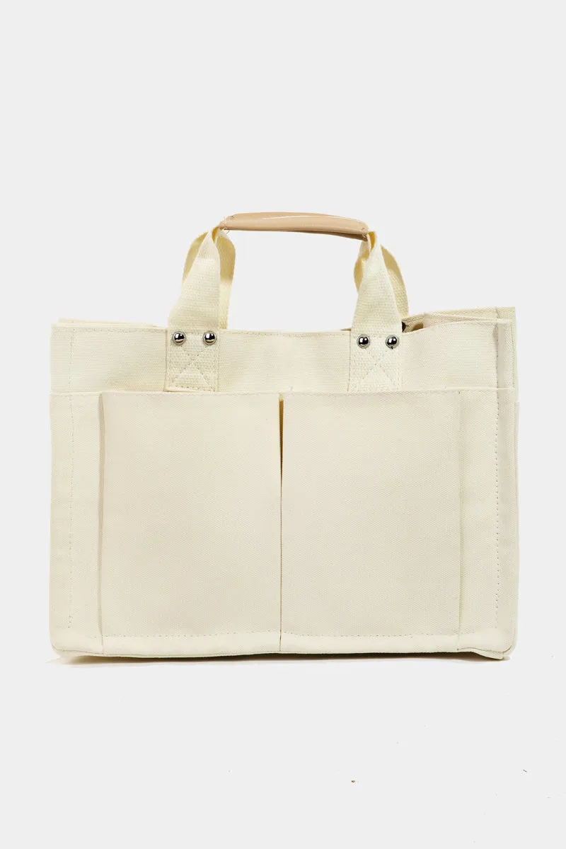 Carry All Cream Mini Tote With Detachable Shoulder Strap