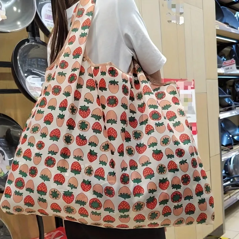 Cartoon Foldable Tote Spacious and Portable Shopping Bag