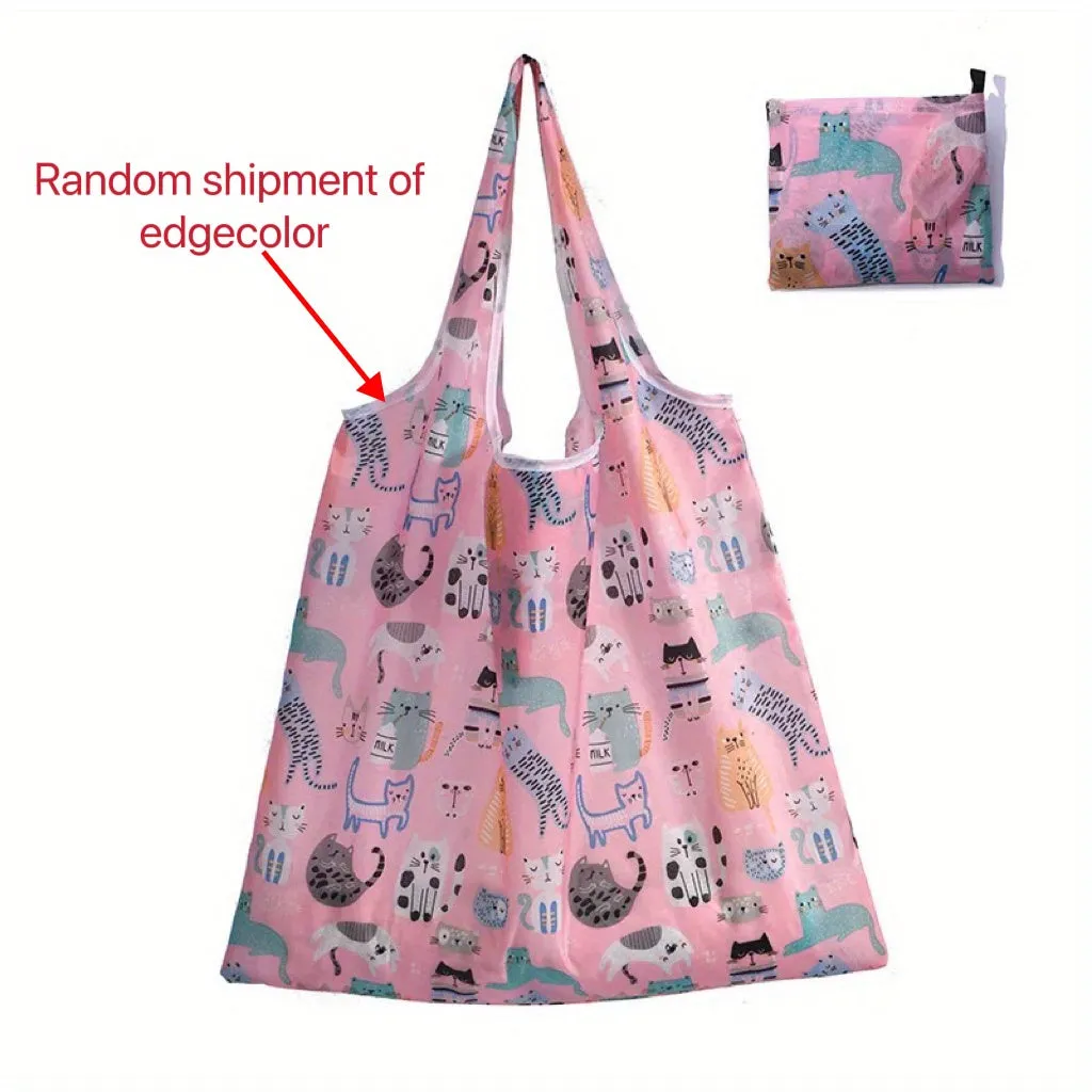 Cartoon Foldable Tote Spacious and Portable Shopping Bag