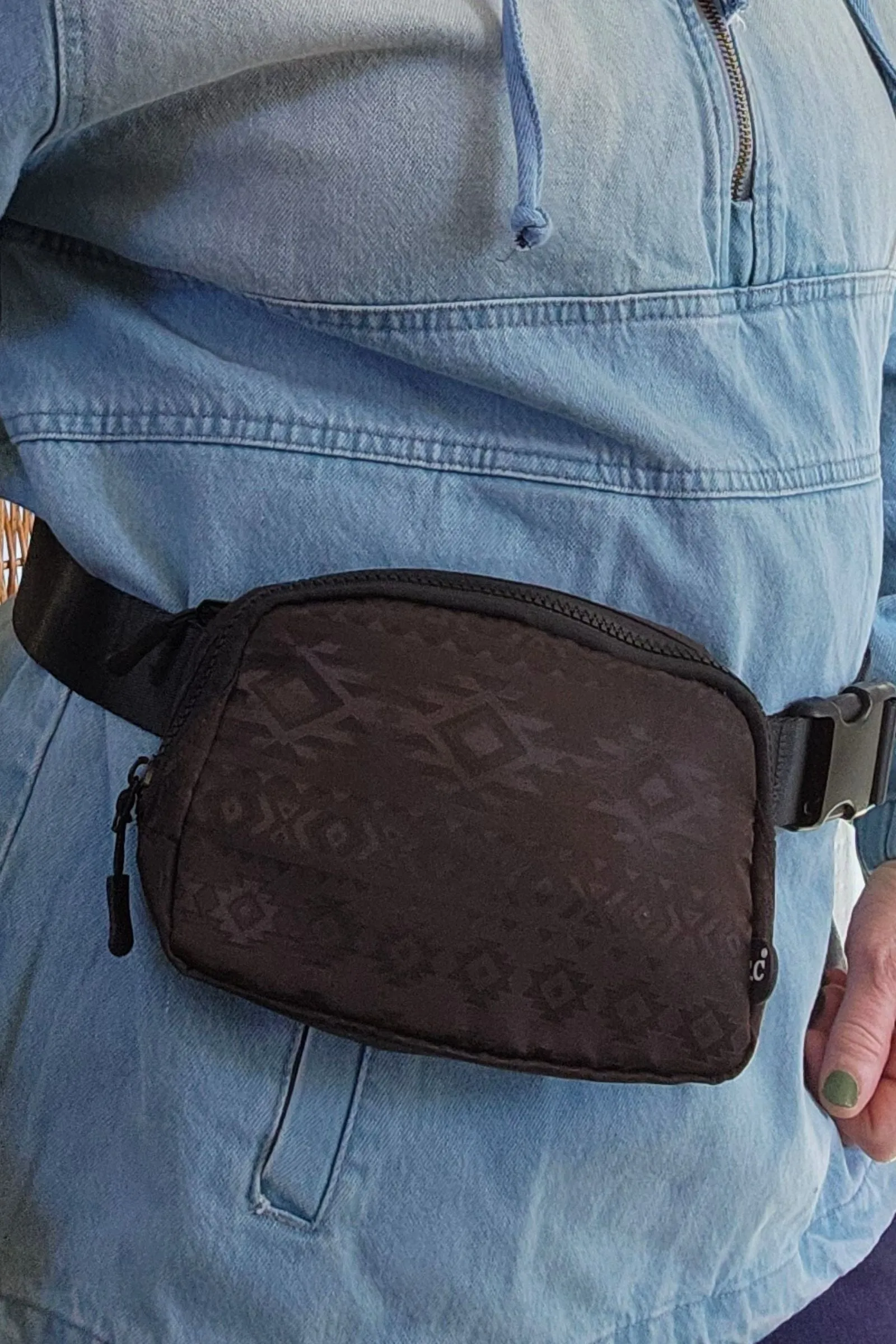 CC Black Aztec Strap Fanny Pack