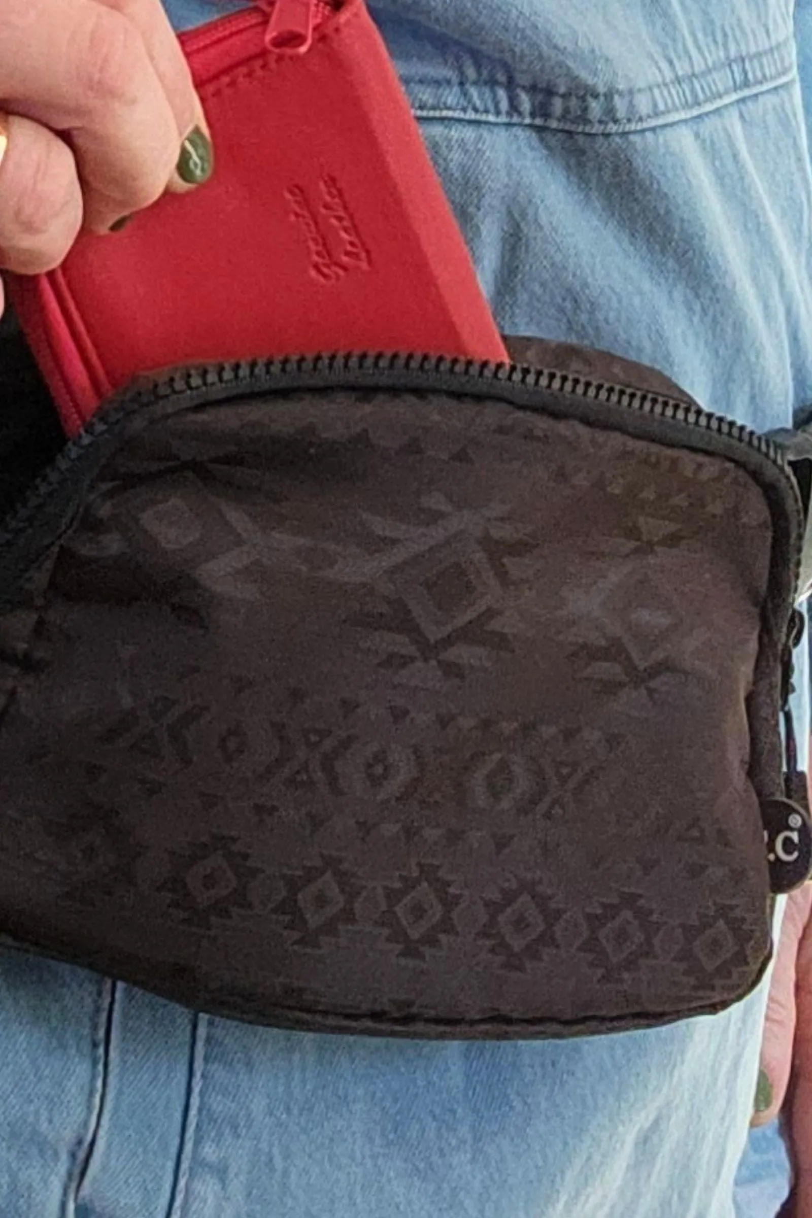 CC Black Aztec Strap Fanny Pack