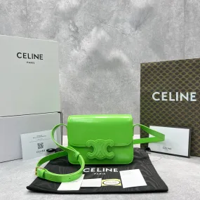 CE Mini Classique Cuir Triomphe Bag Green For Women 7.1in/18cm