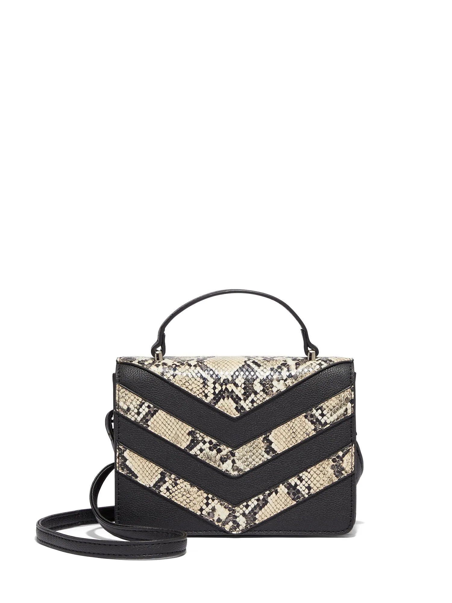 Chevron Faux-Snakeskin Leather Crossbody Bag