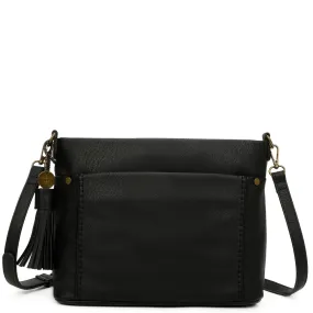 Christina Crossbody Vegan Leather Bag - Black