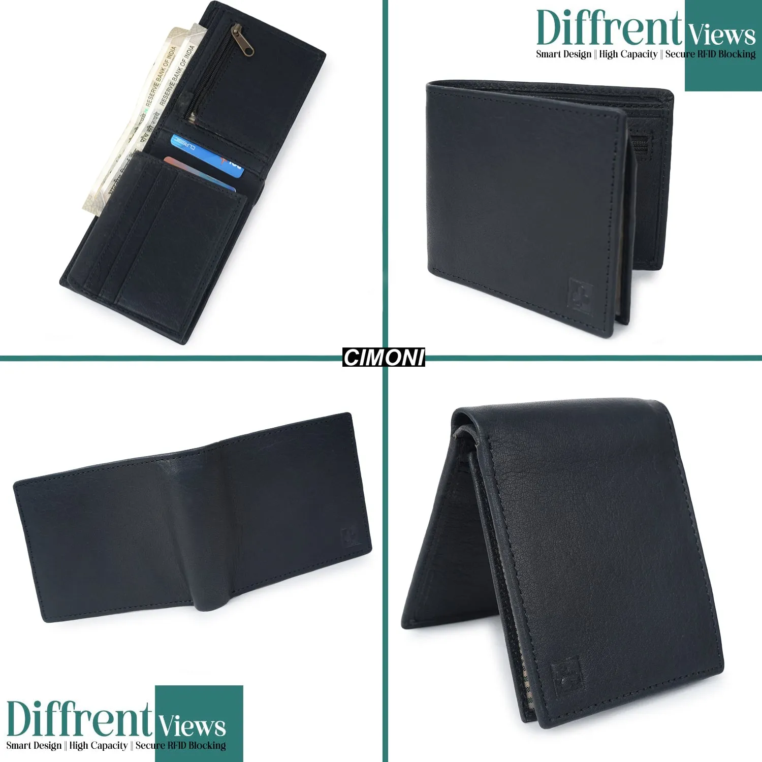 CIMONI Genuine Leather Stylish Classy Design Ultra Slim Multiple Credit Cards Slot Wallet for Men