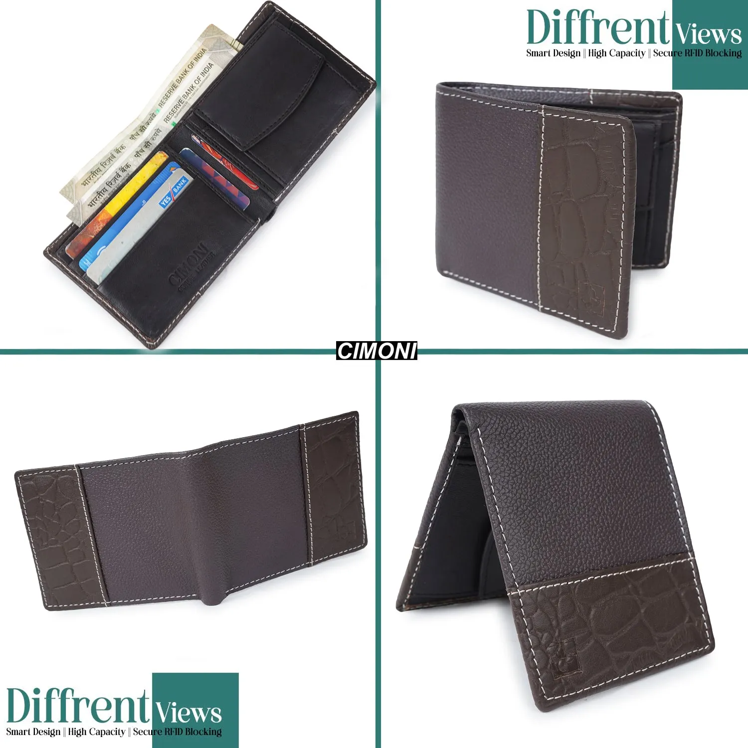 CIMONI Genuine Leather Stylish Classy Ultra Slim Multiple Credit Cards Slot Wallet for Men