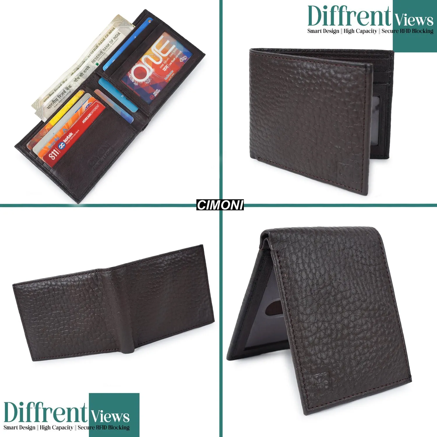 CIMONI Genuine Leather Wallet for Men I Ultra Strong Stitching I 8 Credit Card Slots