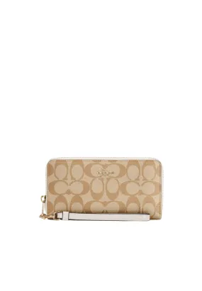 Coach Signature Long C4452 Zip Around Wallet In Light Khaki Chalk