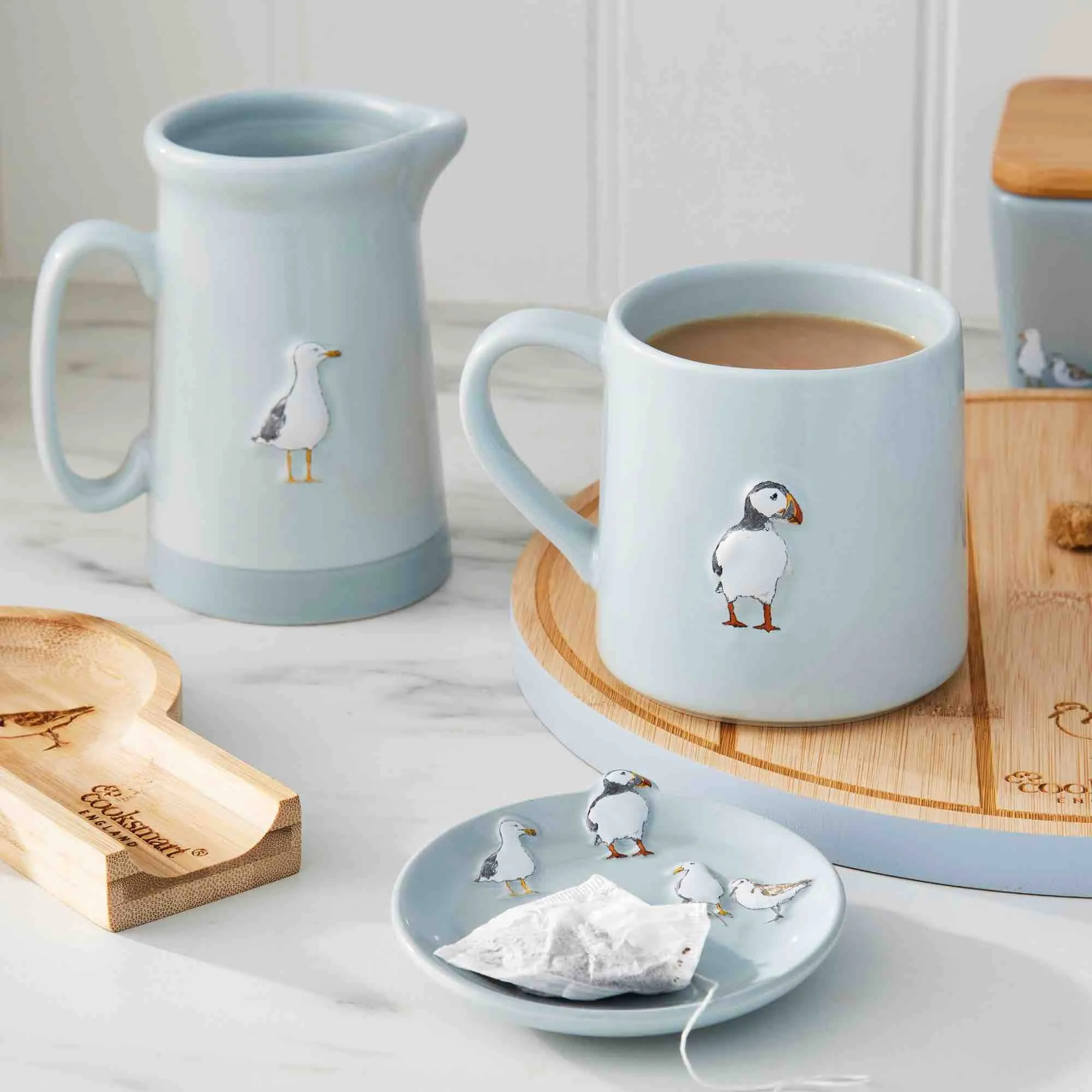 Coastal Birds Ceramic Teabag Tidy