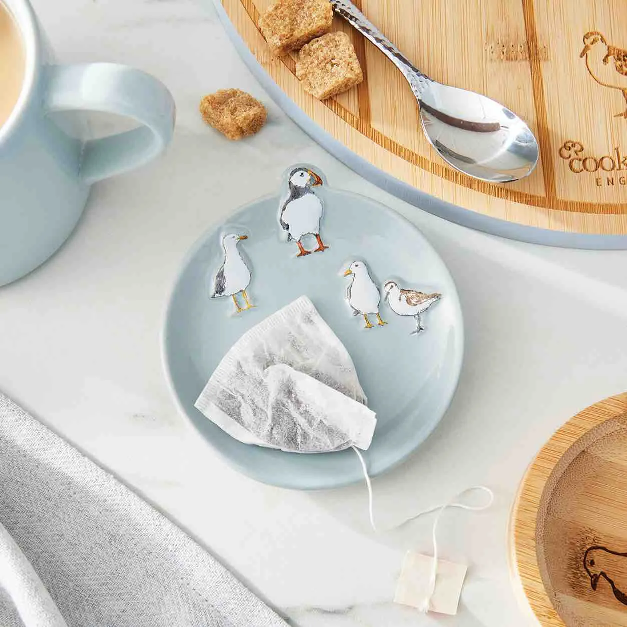 Coastal Birds Ceramic Teabag Tidy