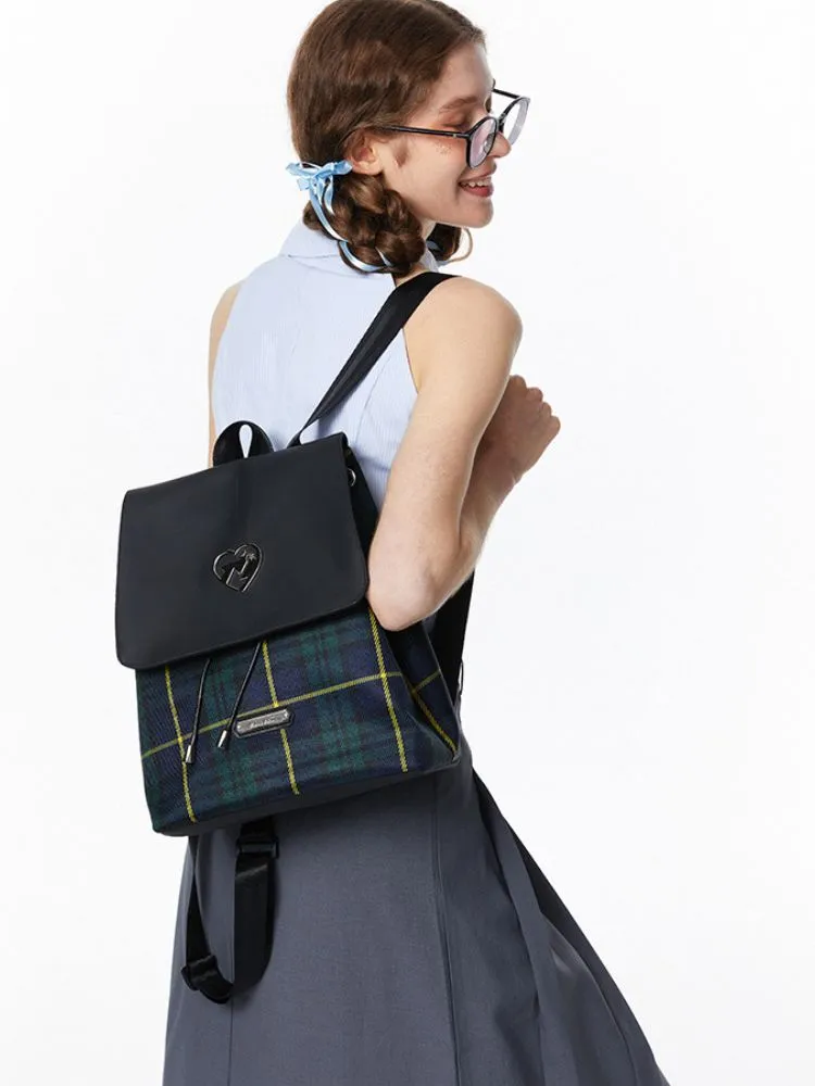 College Style Plaid Backpack【s0000001871】