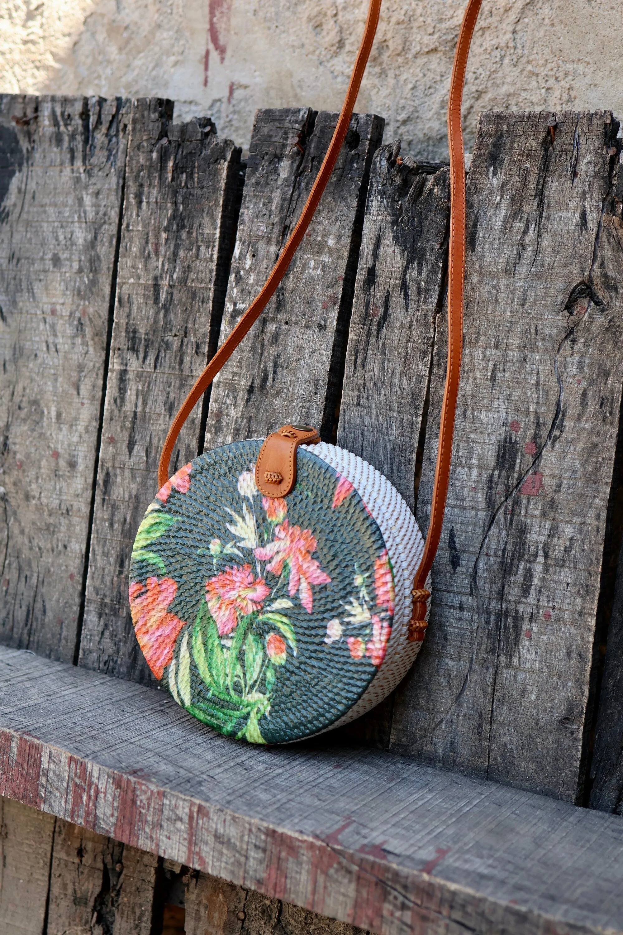 Colorful Round Rattan Bags, Bali Bag, Braided Straw Bag, Woven Crossbody Purse, Bali Sling Bags, Bohemian Rattan Bags, Gift for her