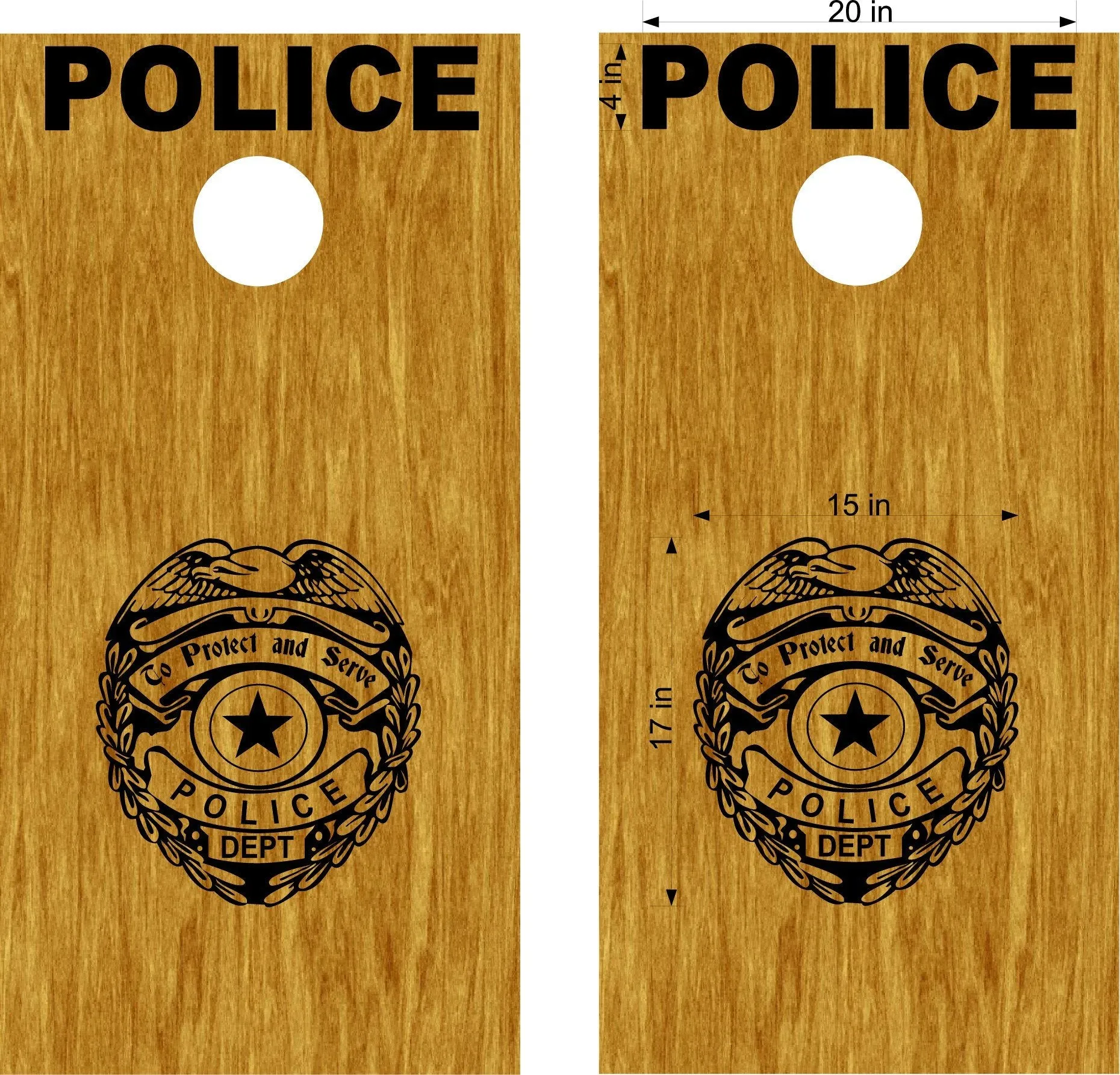 Cornhole Board Decals Police Badge Bean Bag Toss Stickers