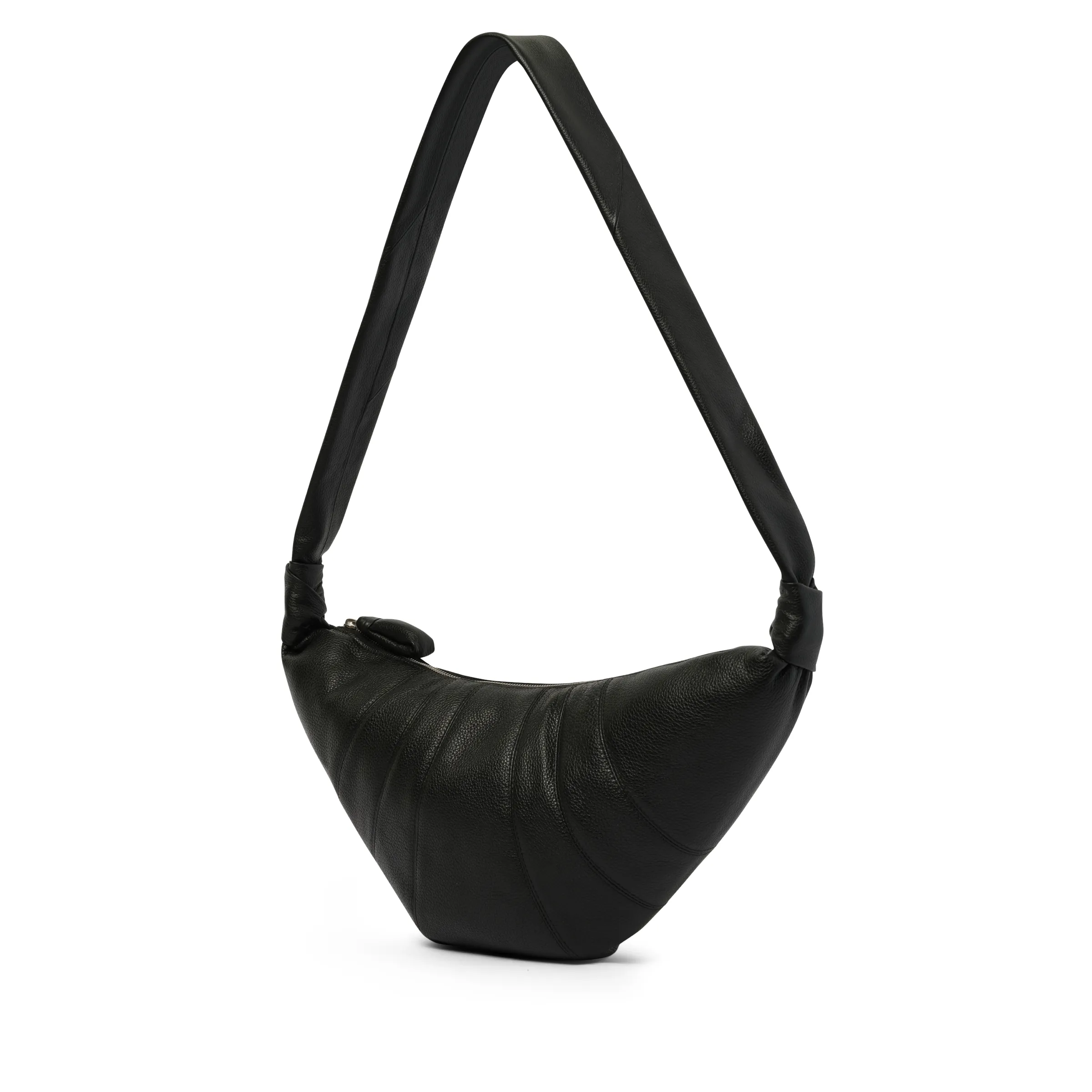 Cowhide Medium Croissant Bag in Black