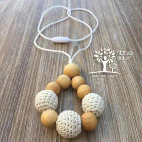 Crochet & Wood Tapered Drop Pendant