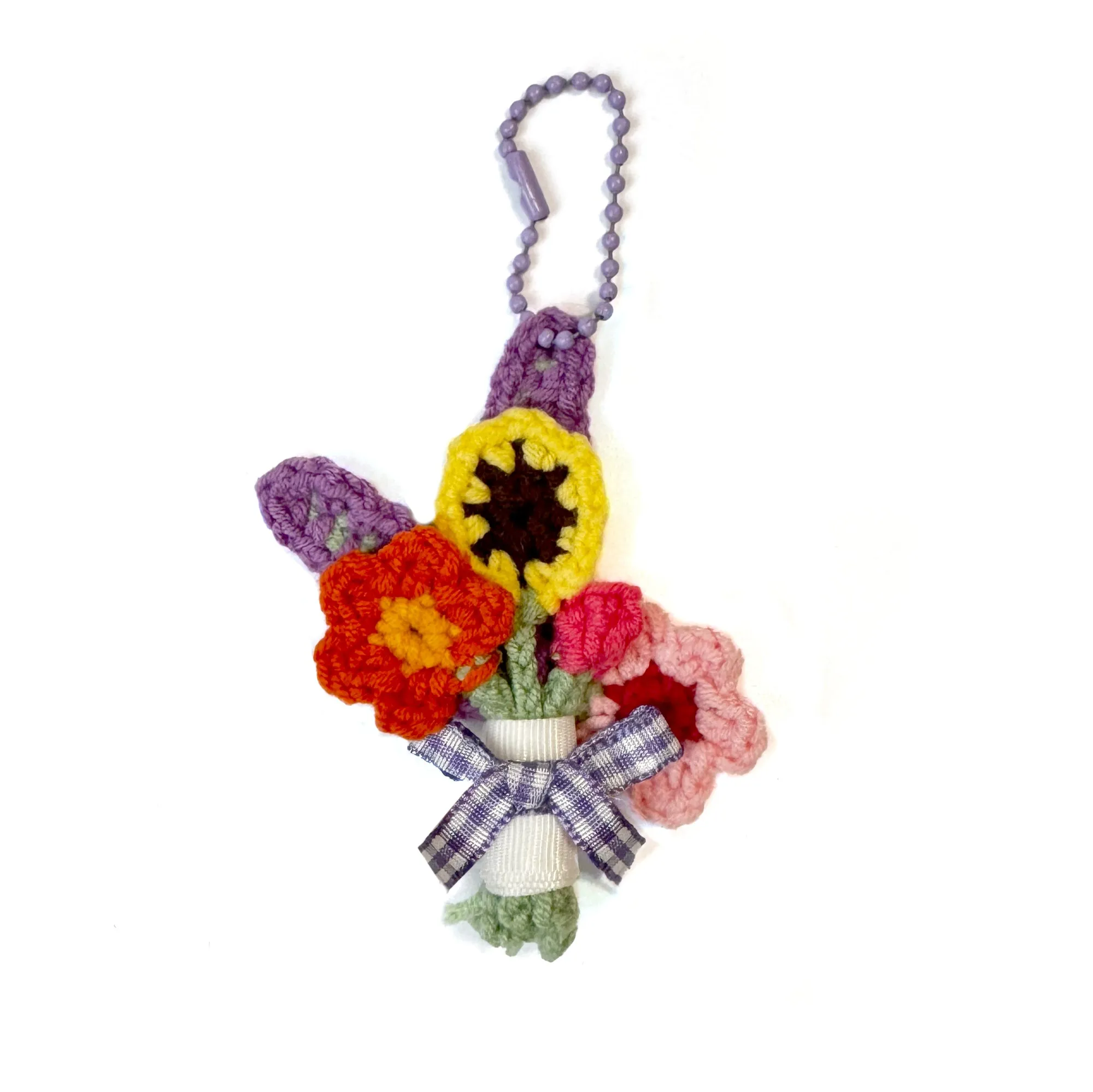 Crochet Floral Bouquet Keychain Charm