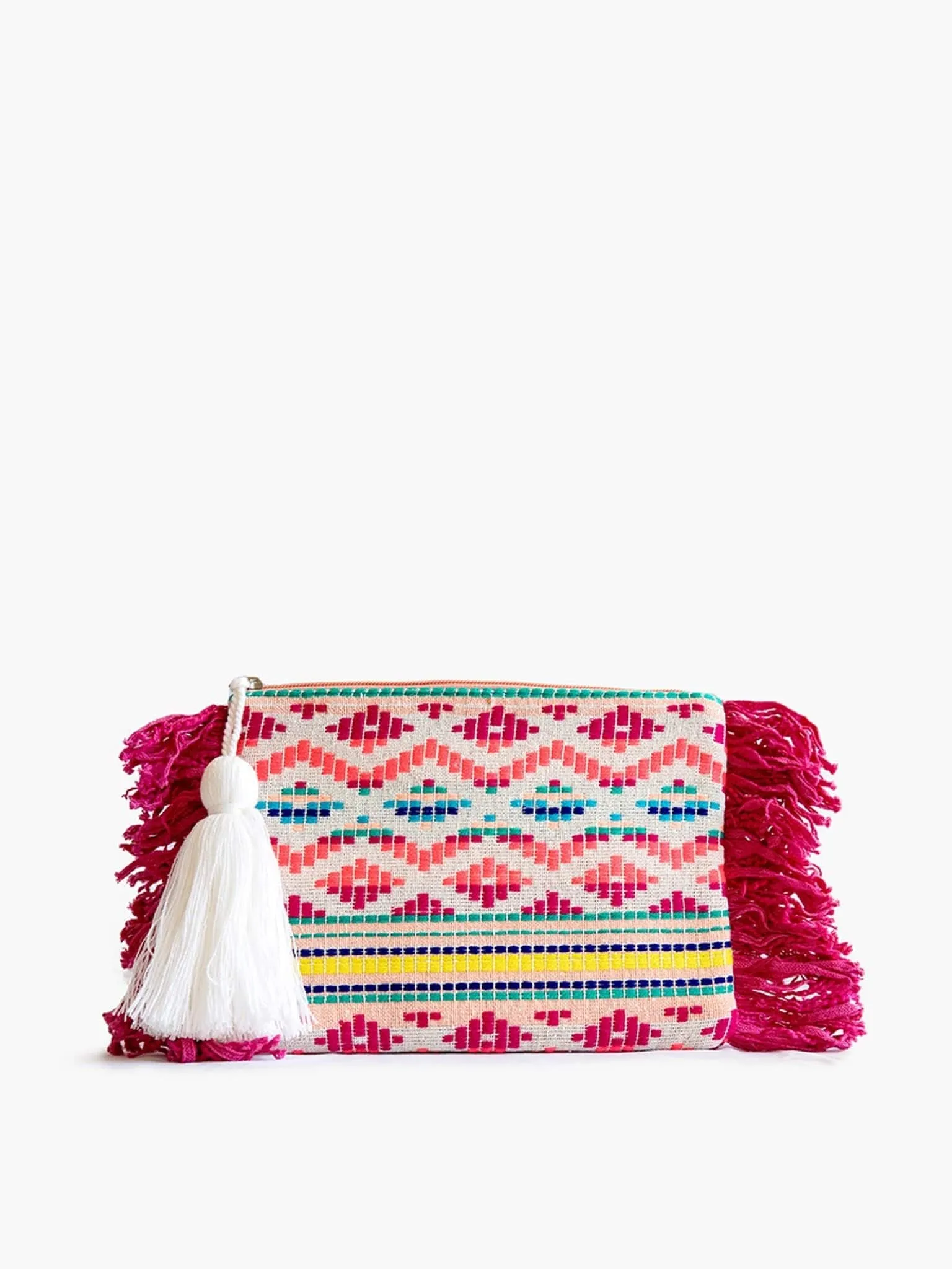 CS2162 Faith Printed Cotton Pouch w/ Fringe