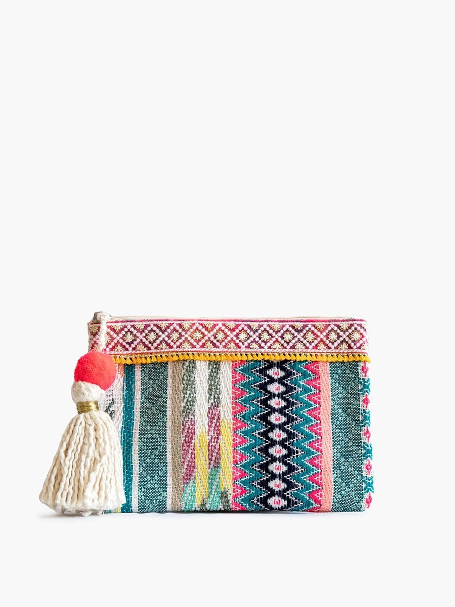 CS2162 Faith Printed Cotton Pouch w/ Fringe