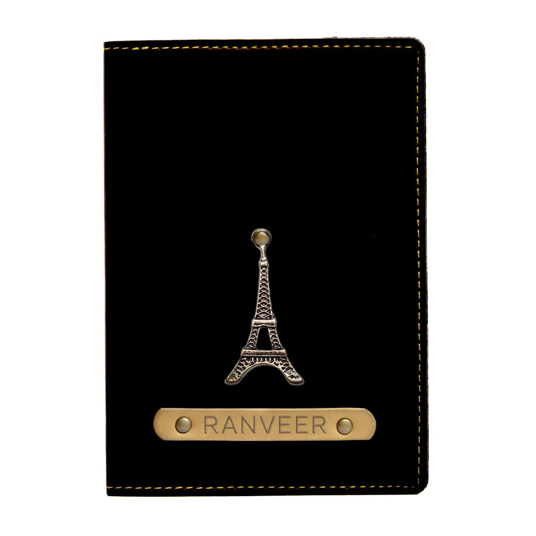 Custom Passport Cover Holder PU Leather with Charm & Name - Paris