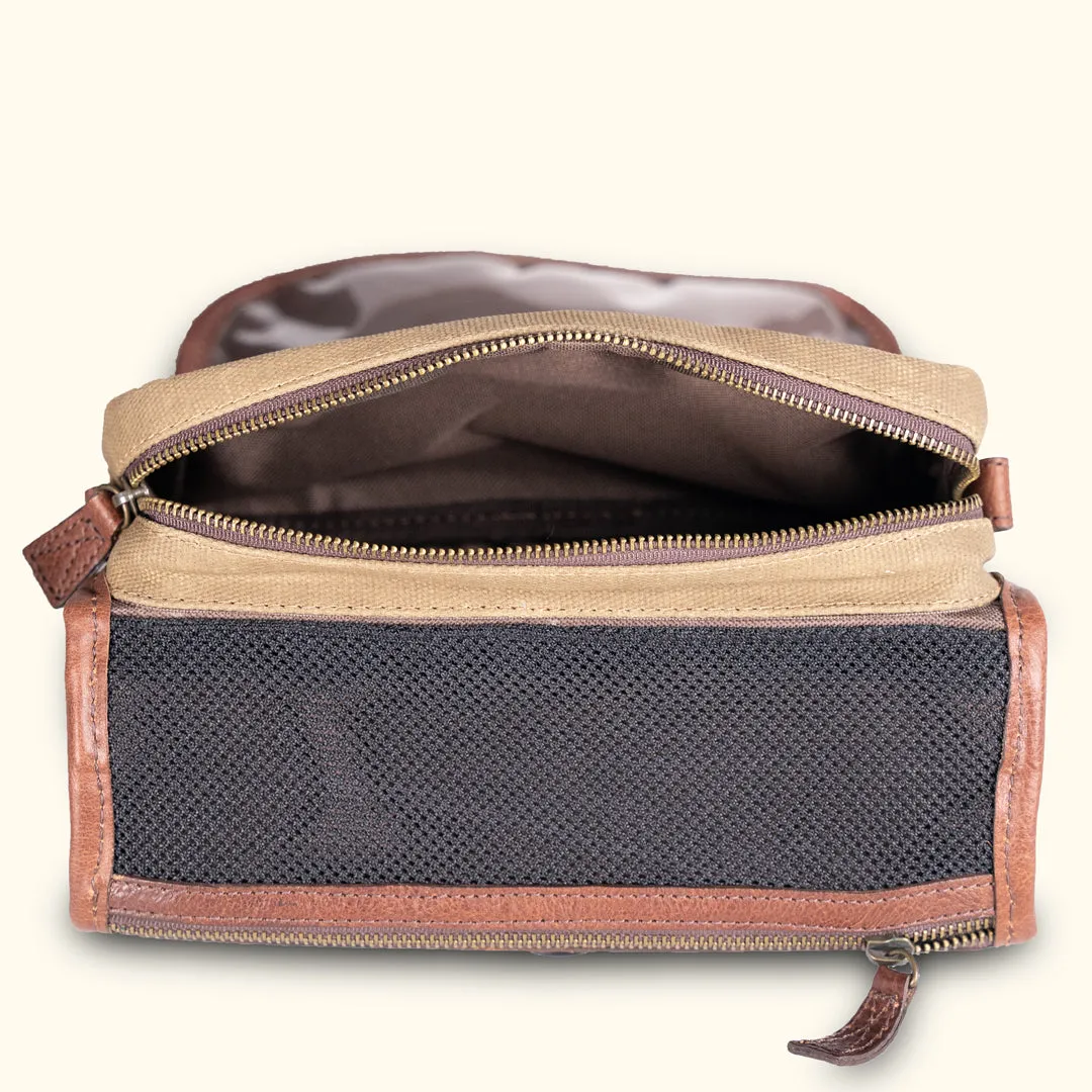 Dakota Reserve Waxed Canvas Hanging Toiletry | Field Khaki