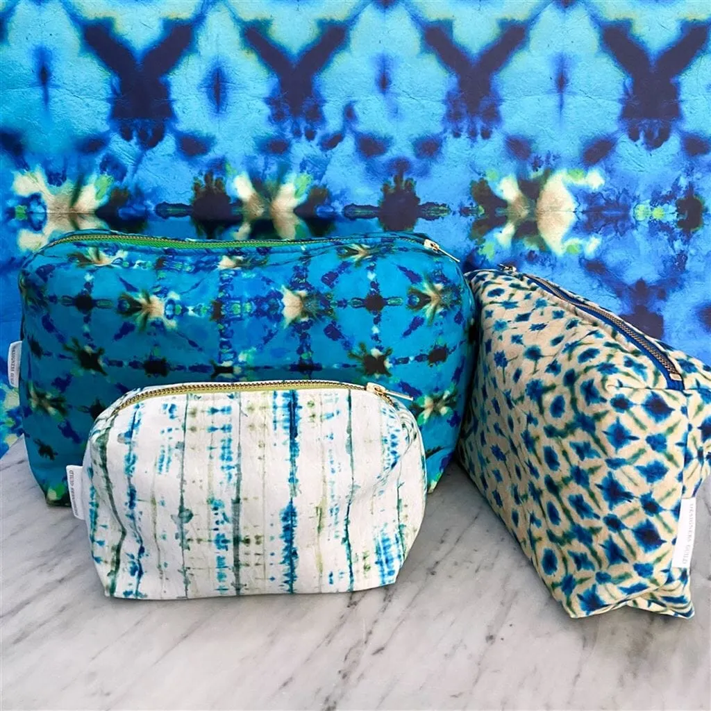 Designers Guild Shibori Blue Small Toiletry Bag