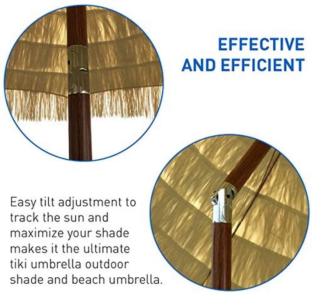 EasyGo - 8' Thatch Patio Tiki Umbrella – Tropical Palapa Raffia Tiki Hut Hawaiian Hula Beach Umbrella