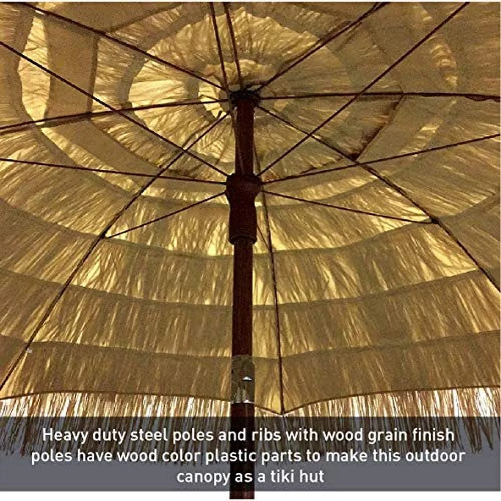 EasyGo - 8' Thatch Patio Tiki Umbrella – Tropical Palapa Raffia Tiki Hut Hawaiian Hula Beach Umbrella