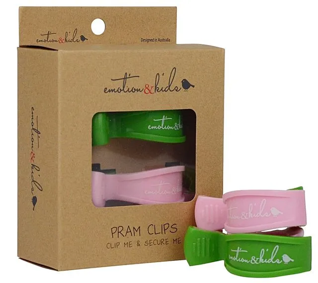 Emotion & Kids Pink & Green 2 Tone Pair Pack Pram Clips