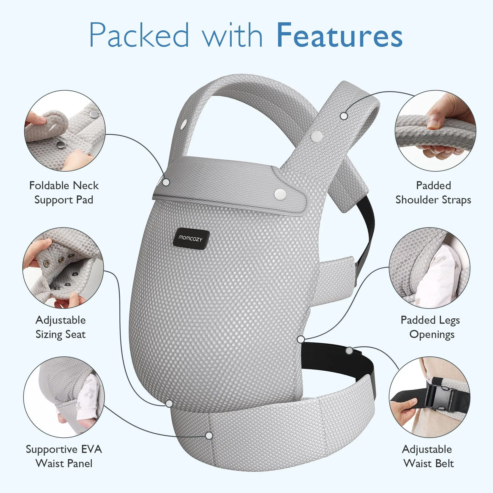 Ergonomic,Cozy and Lightweight - Baby Carrier Newborn to Toddler