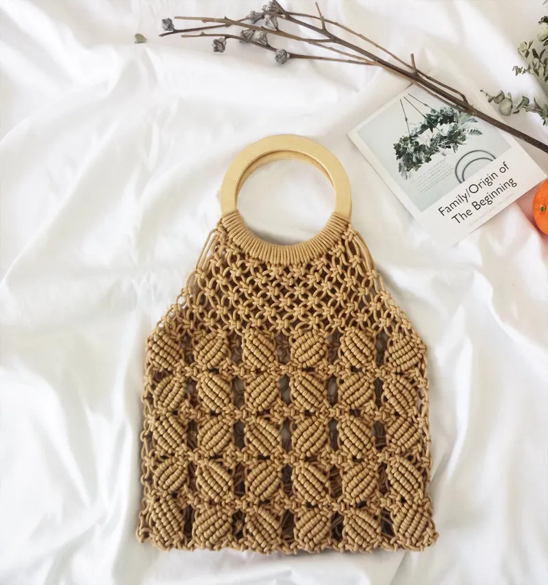 Fashion cotton rope straw hand bags