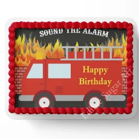 Fire Truck Cake Topper Firefighter cake topper Fireman cake topper edible image custom firefighter cake topper