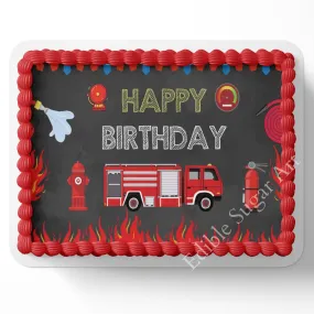 Fire Truck Cake Topper Firefighter cake topper Fireman cake topper edible image custom firefighter cake topper