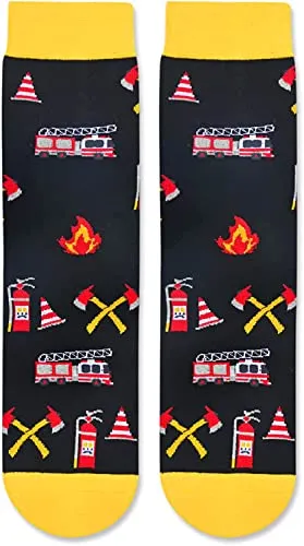 Fireman Gifts, Unisex Dumpster Fire Socks, Firefighter Gifts, Fire Chief Gifts, Ideal Fire Department Gifts for Firefighters, Women Men Fireman Socks