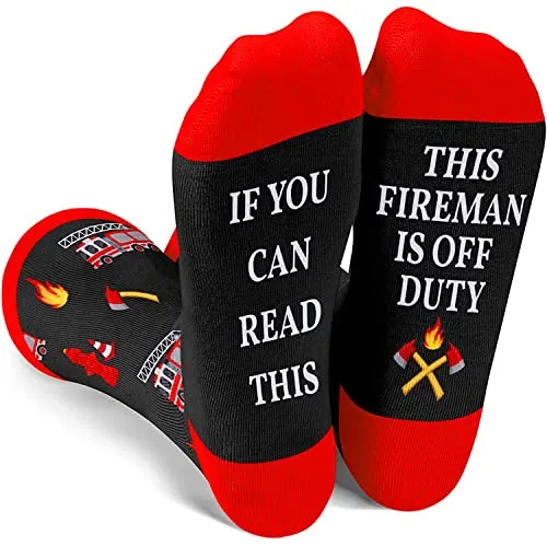 Fireman Off Duty Socks, Gift For Firefighters, Birthday, Retirement, Anniversary, Christmas, Gift For Him, Present for Firemen, Men Fireman Socks