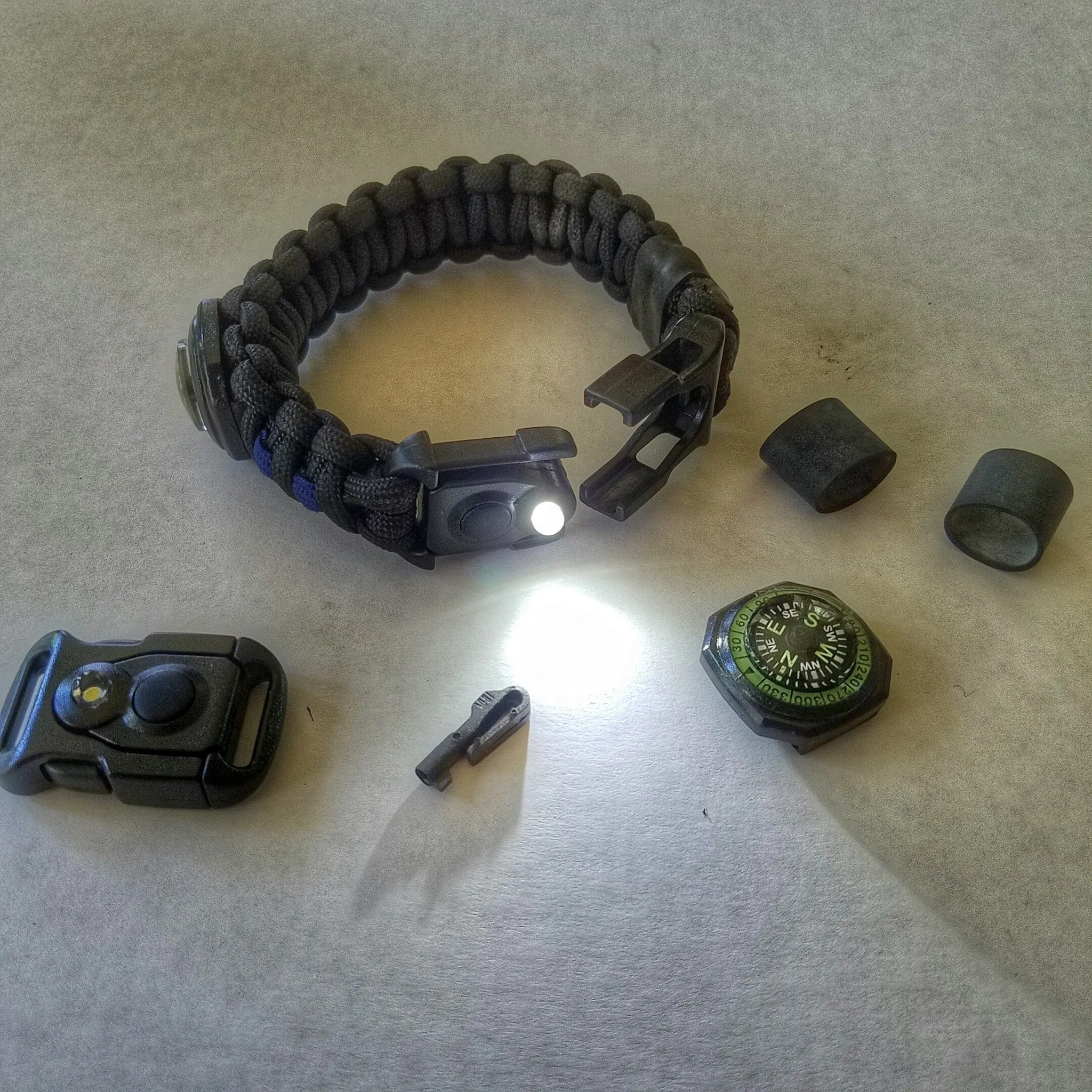 First Responder Strap - Police LEO backup duty gear w/ light, cuff key, seatbelt cutter, compass.