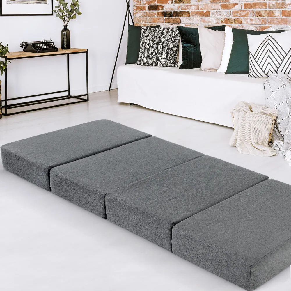 Foldable Foam Mattress Couch/Bed, Faux Linen, Single - Giselle