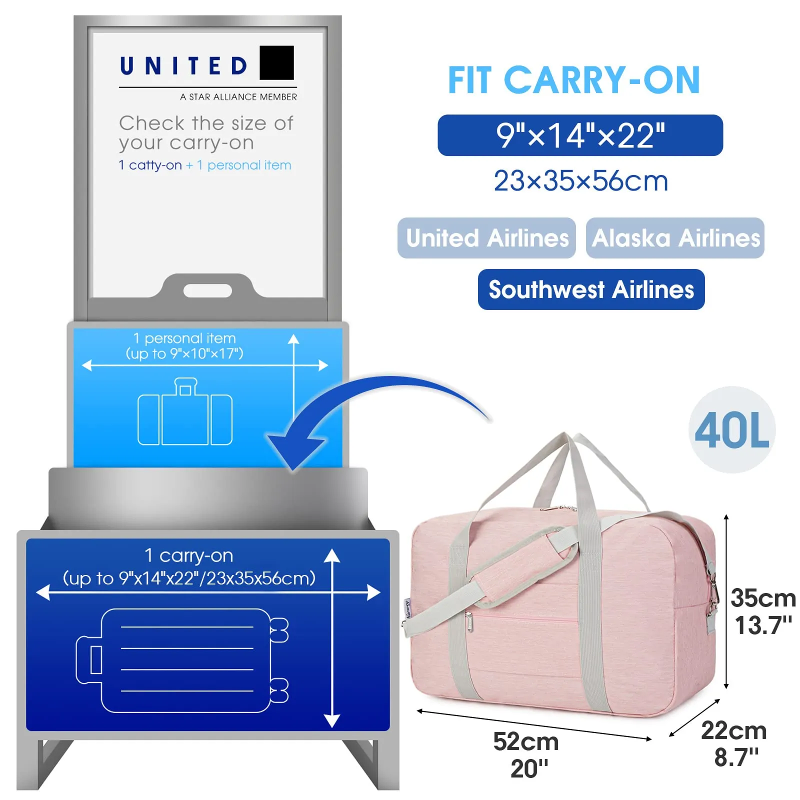 Foldable Travel Duffel Bag Carry on Luggage With Shoulder Strap