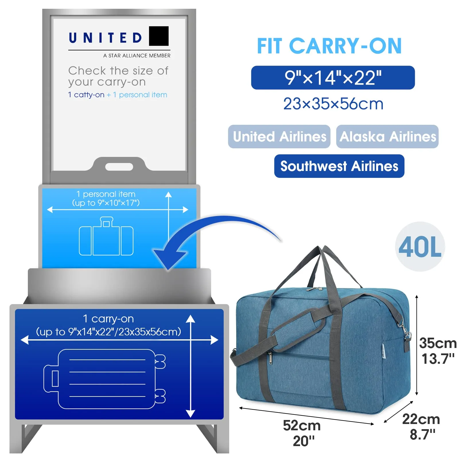 Foldable Travel Duffel Bag Carry on Luggage With Shoulder Strap