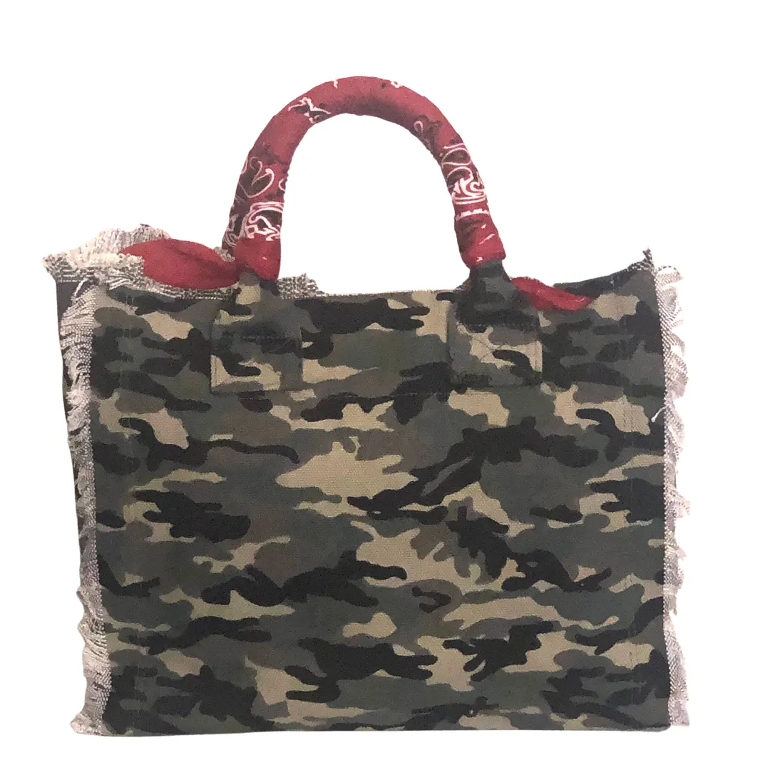 Fringe Camo LOVE Tote - Red Bandana