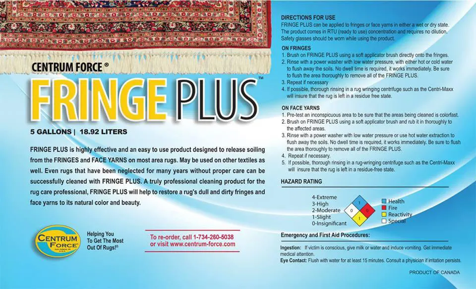 Fringe Plus Fringe & Pile Cleaning Agent - Gel/Paste (1 Barrel = 55 Gallons)