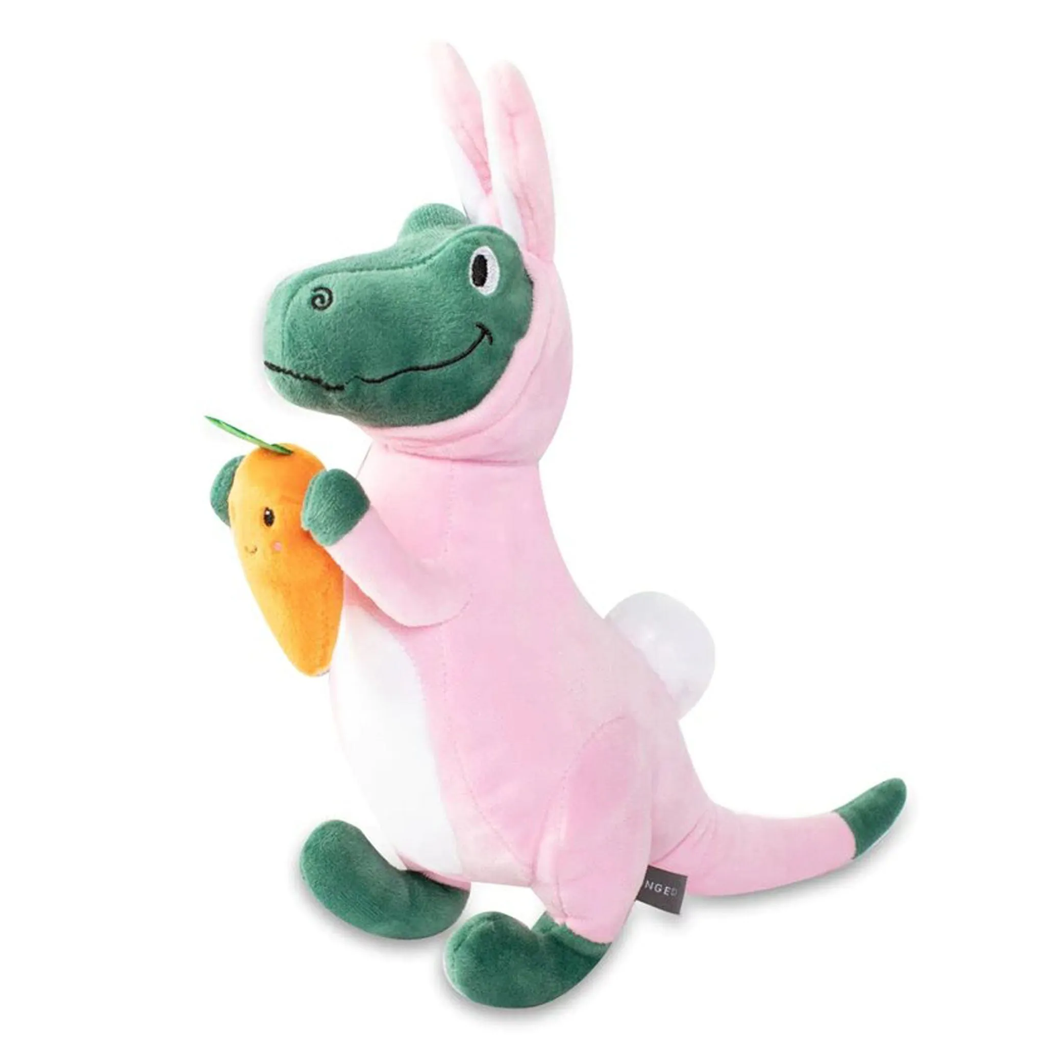 Fringe Plush Pink Bunny-Saurus Dog Toy