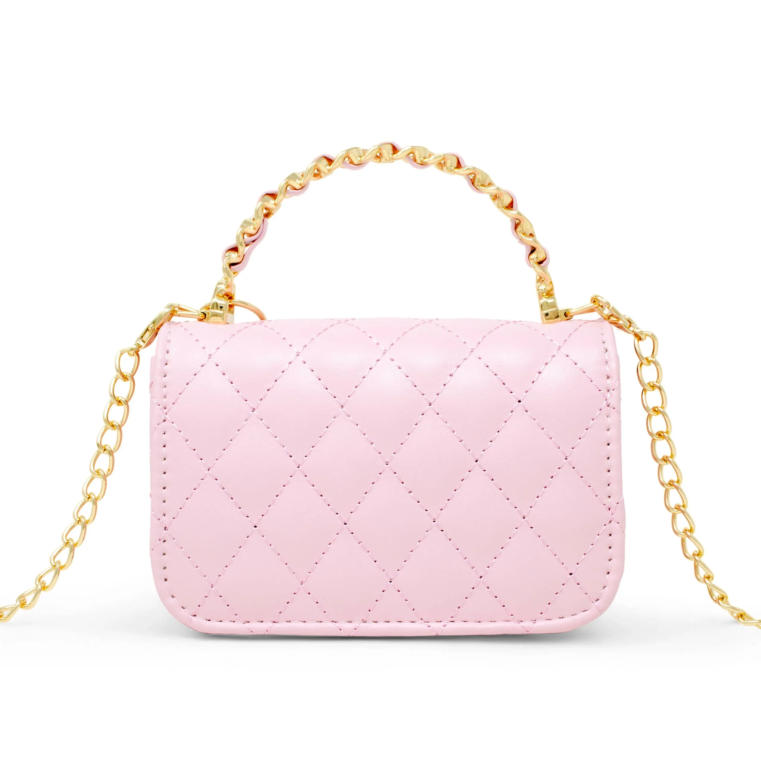 Girl's Classic Link Chain Top Handle Handbag: Pink